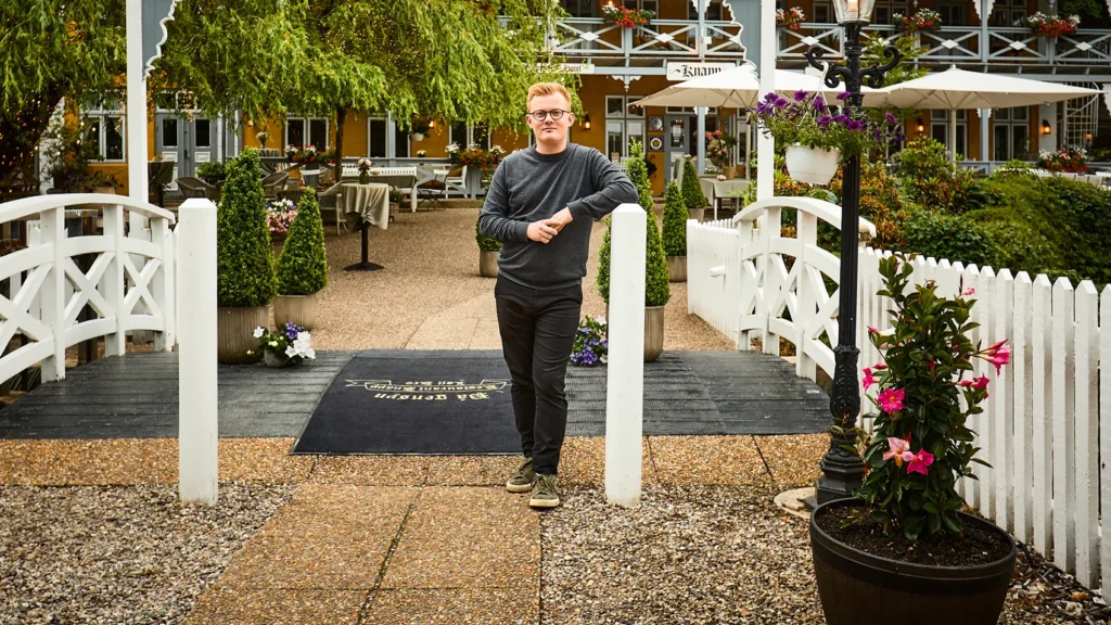 a man standing on a walkway